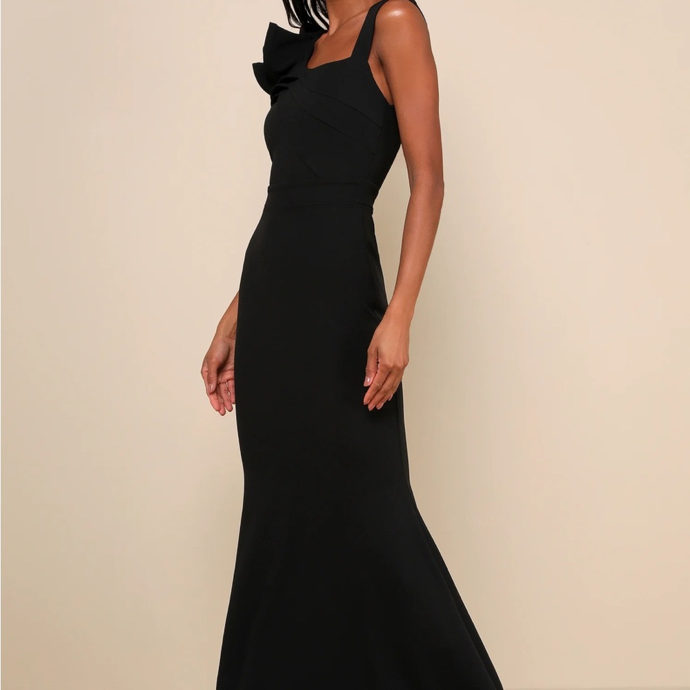 Lucette Black Sleeveless Ruffled Mermaid Maxi Dress NWOT